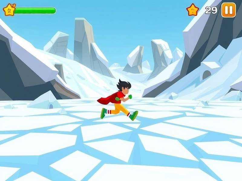Glacier Bheem Dash gameplay screenshot showing Bheem running through glaciers